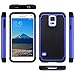 ULAK Galaxy S5 Case, Knox Armor Slim Shockproof Hybrid Silicone Rugged Rubber Hard PC Shell Protective Grip Cover for Samsung Galaxy S5 S V I9600 Black/Blue
