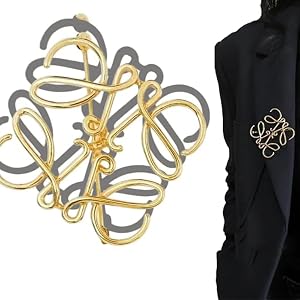 Gold Tone Brooch Pin, Metal Fashion Accessory for Women Party Outfit Coat Scarf Bag Decoration Golden Interlocking Design Bro