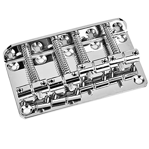 VGEBY Bass Bridge, Durable Metal Four String Bass Bridge Professional Guitar Bass Bridge Comes with Screws and Hex Wrench for 4 String Electric Bass Guitar (Silver), VGEBYDGCZ7WHXU1-03