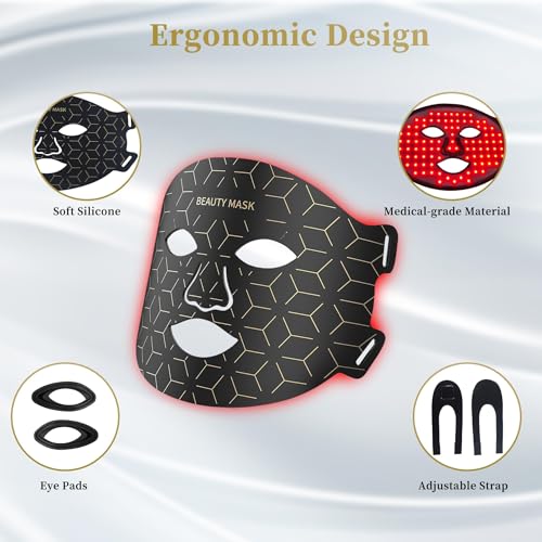 Verfubo FDA-Cleared Red Light Therapy for Face & Neck, Rechargeable 7-in-1 LED with 850nm & 660nm NIR, Hands-Free Silicone for Anti-Aging, Wrinkle Reduction & Sensitive Skin During Yoga or Work