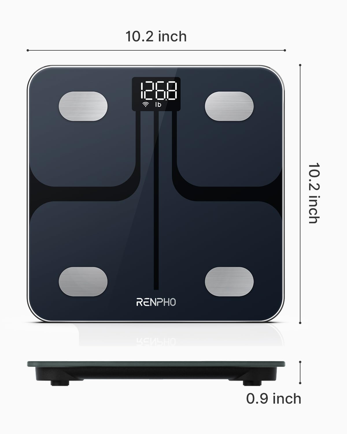 RENPHO Wi-Fi Bluetooth Scale Smart Digital Bathroom Weight BMI Body Fat Scale Tracks 13 Metrics, Wireless Body Composition Analysis & Health Monitor with Lighted LED Display - Elis Aspire