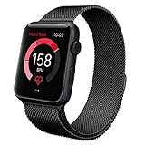 Apple Watch Band,Teslasz® 38mm Mesh Replacement Strap Stainless Steel Milanese Loop Strap Magnetic Buckle Wrist Band for Apple iWatch All Models (Black 38 MM)