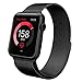 Apple Watch Band,Teslasz® 38mm Mesh Replacement Strap Stainless Steel Milanese Loop Strap Magnetic Buckle Wrist Band for Apple iWatch All Models (Black 38 MM)