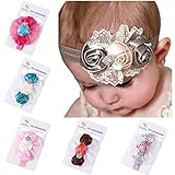 ROEWELL® 5 Pieces Baby's Headbands /Girl's Rose Flower/ Hair Bows/Hair bands(5 Pack)