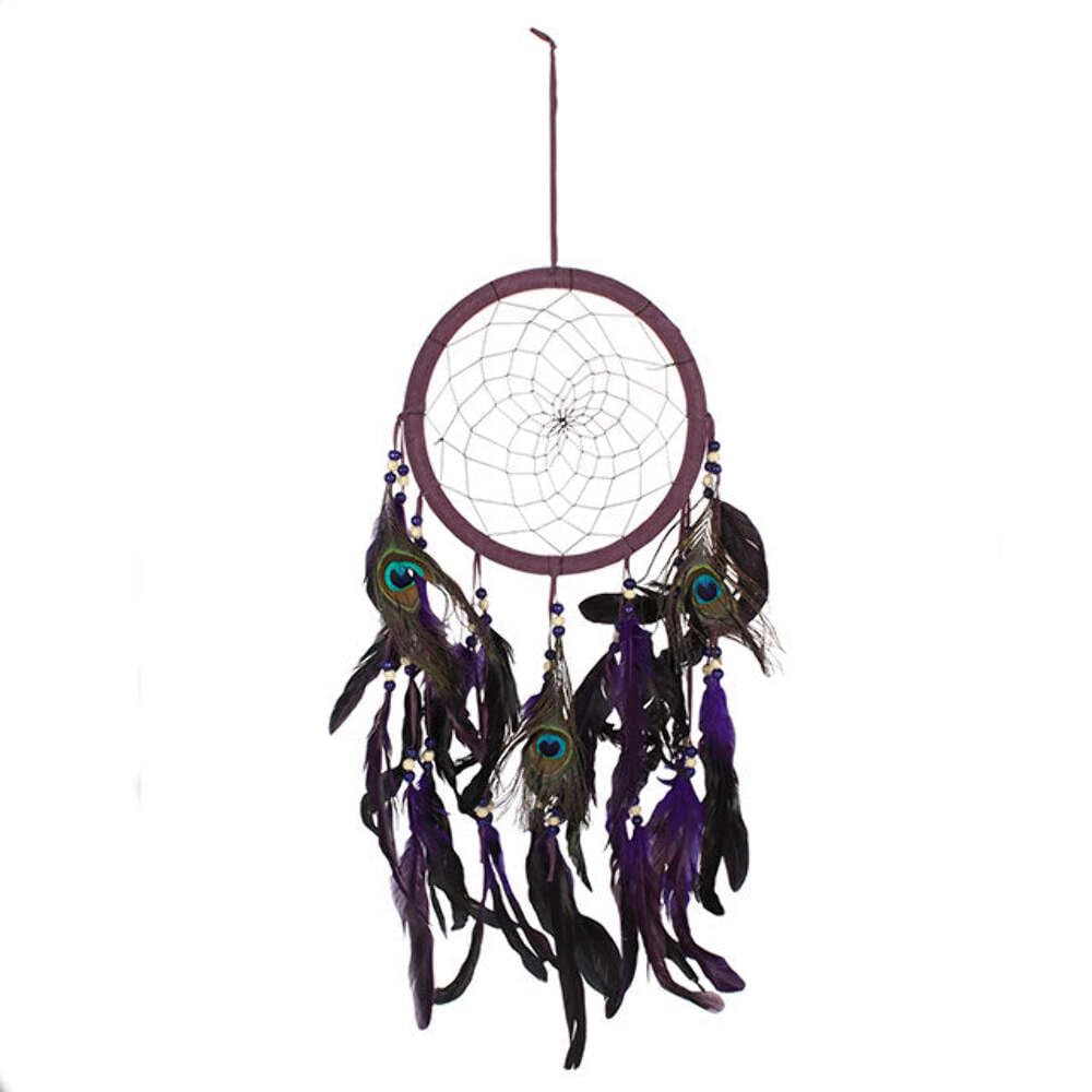 Elegant Purple Peacock Feather Dreamcatcher - 58cm x 22cm (1 Pc.) - Eye-Catching Design, Premium Quality Material - Perfect Home Decor Accent