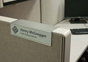 cubicle nameplate holder office polished silver depth pins inch holders signs partition pack