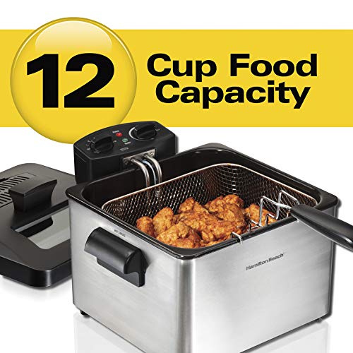 Hamilton Beach Triple Basket Electric Deep Fryer, 4.7 Quarts / 19 Cups