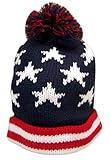 Red White and Blue Patriotic American Flag Knit Cuffed Beanie Hat