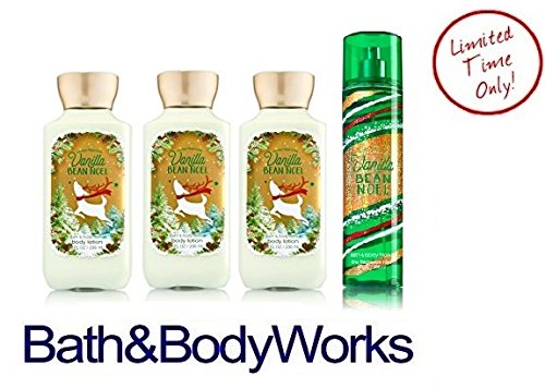 Bath & Body Works VANILLA BEAN NOEL ~ 3 Body Lotions & 1 Fine Fragrance Mist. Lot of 4