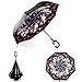 Aplus Trend Newest Windproof Double Layer C-Handle Inverted Umbrella with Fabric Cover Reverse Umbrella for UV Protection & Rain | Outdoor Car Umbrella for Women & Men