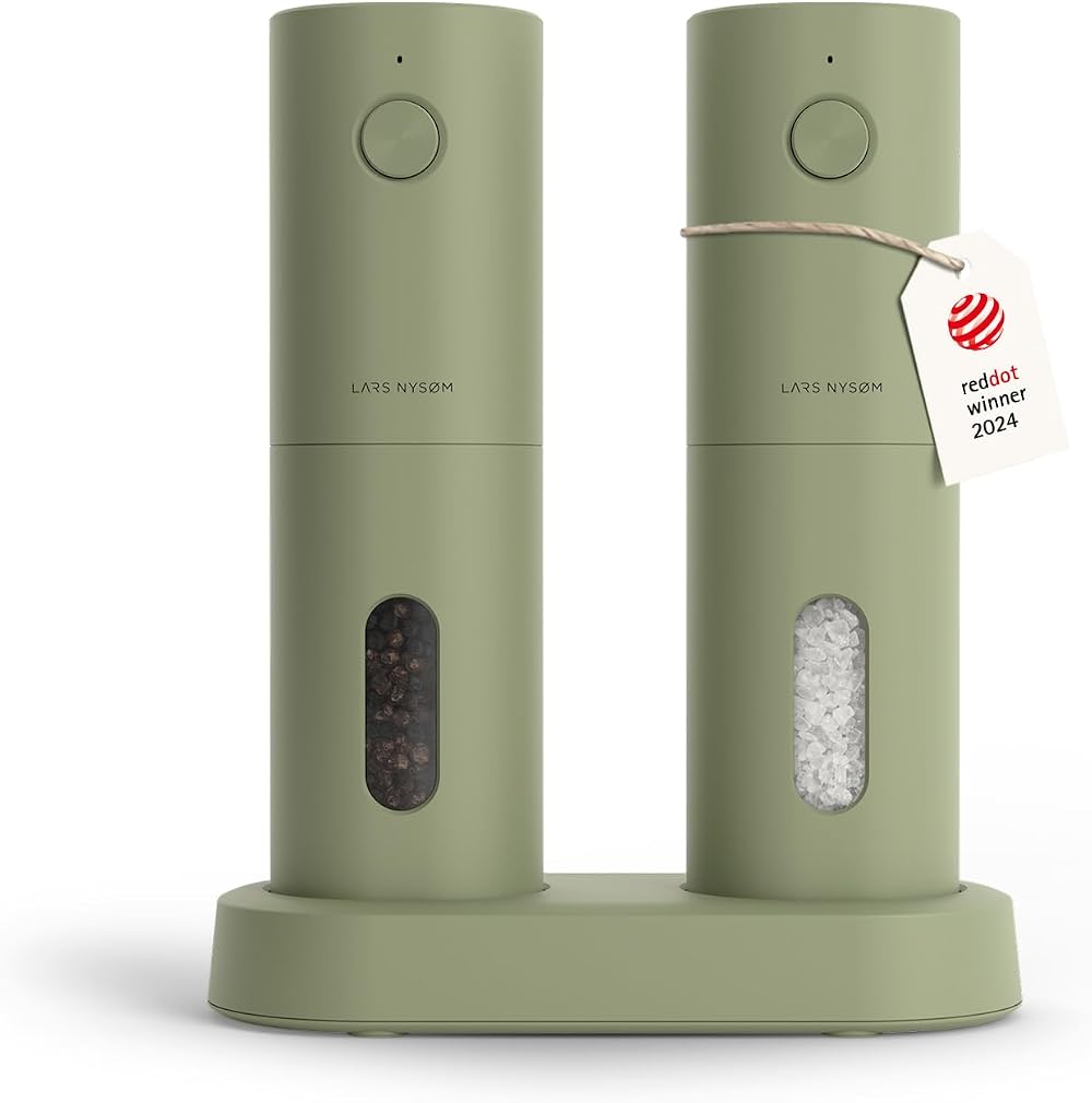 LARS NYSØM Electric Salt Pepper Grinder Set USB Rechargeable Sage Green