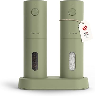 LARS NYSØM Electric Salt Pepper Grinder Set USB Rechargeable Sage Green