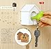 Bird Nest Key Holder White House with Green Bird Key Ring Whistle Key Hanger Rack (Green, White House) (White)