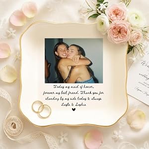 Maid of Honor Ring Dish, Custom Photo Jewelry Trinket Dish, Personalized Jewelry Storage, Wedding Gifts from Bride, Gift for