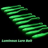 OriGlam 10PCS 7cm Luminous Green Night Soft Fishing Lure Bait Kit Lure with Hook Artificial Bait