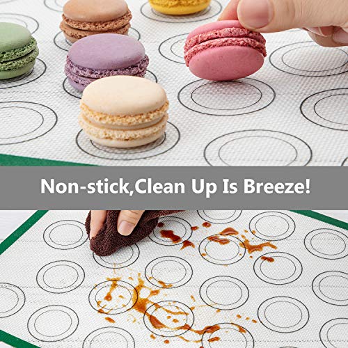 Silicone Baking Mat,Elegant Life Macaron Baking Mats Set of 2 Non-Stick Half Sheet,Non Stick Silicon Liner for Bake Pans & Rolling,Macaron, Pastry, Cookie, Bun, Brioche, Bread Making