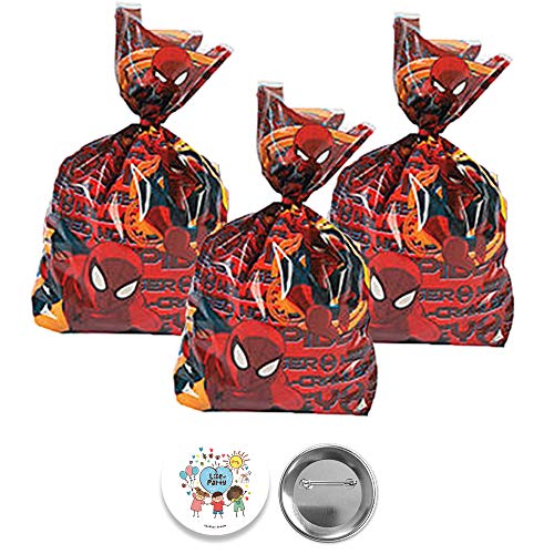 Spiderman Birthday Party Favors Pack For 12 With Medals, Spiderman Paper Masks, MINI Disc Shooters, Spiderman Tattoos, Favor Goodie Bags, and Exclusive Pin By Another Dream
