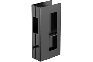 WOFADA Privacy Pocket Door Pull with Lock, Wooden Sliding Door Handle for 1-3/8”Thickness Door Replace Old Or Damaged Pocket Door Hardware (Matt Black)