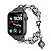 TILON For Apple Watch Band 38mm 40mm 41mm Series 9 8 7 6 5 4 3 2 1&SE, Adjustable Wristband Handmade Night Luminous Pearl iWatch Bracelet with Essential Oil/Perfume Storage Pendant for Women(Black)