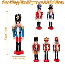Jolik 6 PCS Nutcracker Ornament Set Wooden