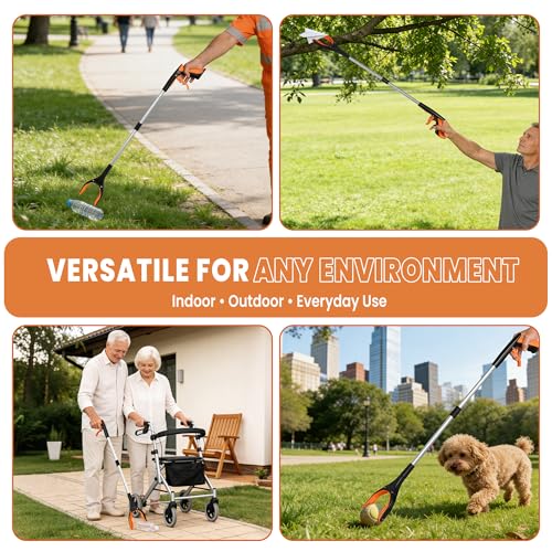 bemece 2-pack Grabber Reacher Tool, 32.68’’ (83cm) Garbage Picker Grabber, Foldable Magnetic Reacher Grabber for Seniors Adults - Blue & Orange