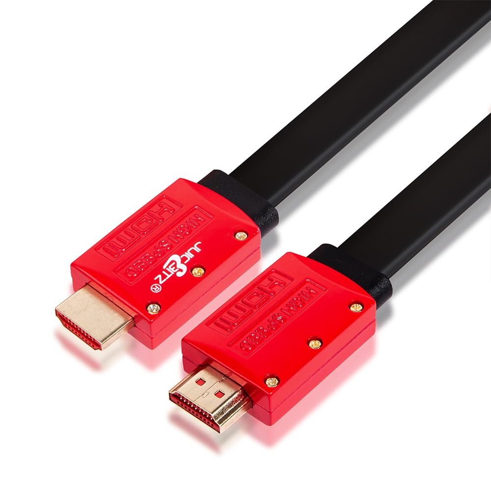 JuicEBitz 4K HDMI Cable 8m, Straight Connectors, Ultra High Speed HDMI 4k 60fps. 2.0 HDMI Lead. HDMI to HDMI Cable for XBox, Playstation, Apple TV, Sky + More. Ultra HD 8M Long HDMI