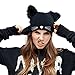 EVRFELAN Black Cat Ears Hats Embroidered Warm Knit Crochet Beanies Wool Cute Fashion Skull Cap for Women Girls in Fall Winter (Medium, Black)