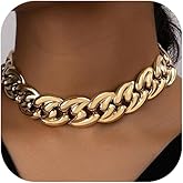 JAVARNV Chunky Gold Necklace Silver Statement Necklaces for Women Trendy Cuban Link Chain Gold Choker Necklace Thick Punk Jewelry Accessories for Women Gifts