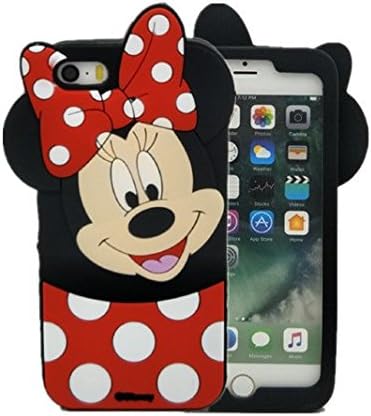 iPhone 5/5s/5se Case, kiyogoods Fashion Cute Cartoon disney mickey mouse Minnie Black 3D silicone Kids Teens Girls Women Protective carrying Case for Apple iPhone 5/5s/5se (minnie)