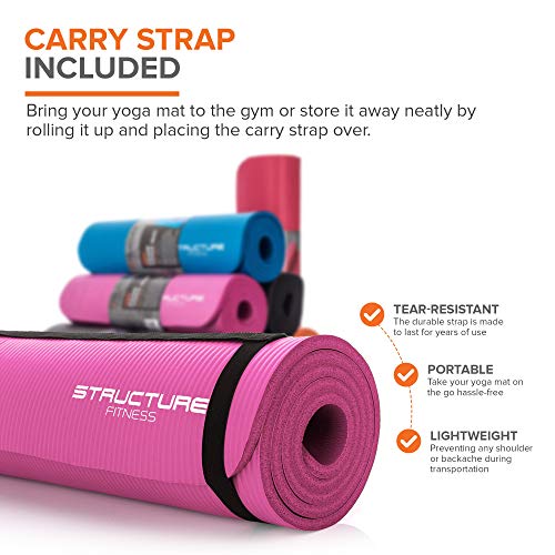 Structure-Fitness-NBR-Foam-Yoga-Mat-Non-Toxic-PVE-and-Latex-Free-with-Carry-Strap-183cm-x-60cm
