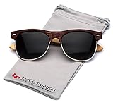 Bamboo Wood Polarized Sunglasses Retro Fashion Semi Rimless Style Frame