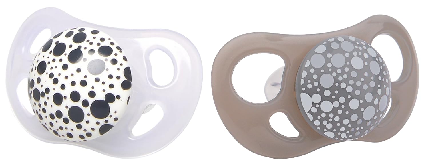 Twistshake Baby Pacifier - 2 Pack | Orthodontic Shape | Ultra Light | Soft Silicone Teat | BPA-Free | Suitable for Babies Aged 6+ Months | Grey White