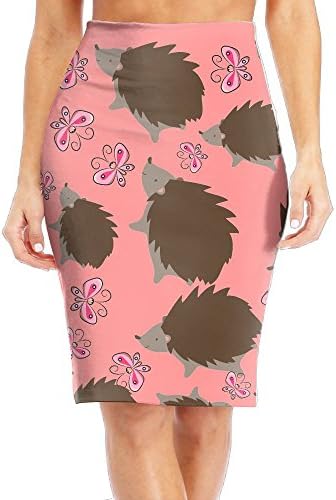 Vintage Hedgehog Cartoon Women's Knee Length Skirt Natural Fit Modern Series Pencil Skirt