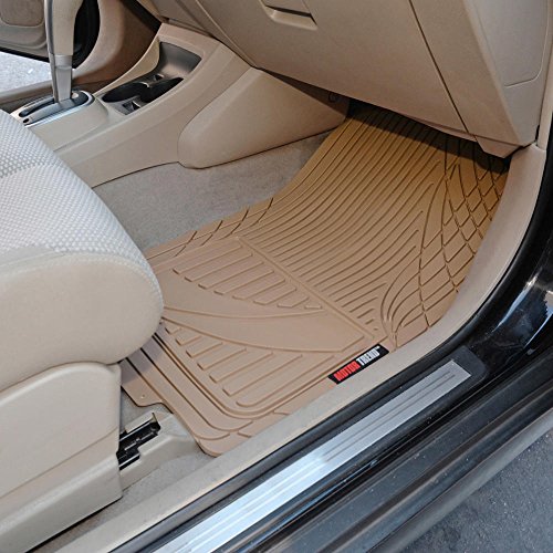 Motor Trend OF-793-BG FlexTough Advanced Performance Mats-3pc Rubber Floor Mats for Car SUV Auto All Weather Plus-2 Front & Rear Liner (Beige