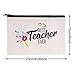 Ueerdand Teacher Gifts, 8 Pieces Makeup Pouch Cosmetic Bag Travel Toiletry Case Pencil Bag with Zipper for Christmas Holiday Teacher Appreciation Gift Bulk, Best Teacher Ever