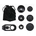Kizad New Universal 3-IN-1 Mobile Phone Camera Clip Lens,Tablets, iPad, and Laptops.Macro + 180 Degree Supreme Fish Eye + 0.67X Wide Angle + 0.4X Wide Lens, With A Clamp and A Free Flannelette Bag