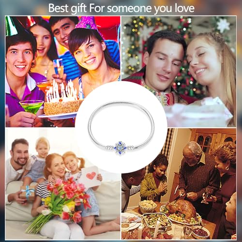 Pandach Pulsera de Mujer plata 925 Compatible con Abalorios, Serpiente Pulsera Compatible con Pandora Abalorios