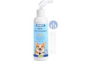 PUPMATE Dog Ear Cleaner - Soothes Inflammation & Infection Treatment with 1% α-bisabolol, Itching Relief, Removes Wax & Deodorizes, Gentle & Hypoallergenic for Dogs/Cats, Easy to Use, with 60 Swabs, 4 fl oz