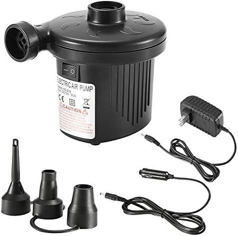 KuanGuang Electric Portable Air Pump, Quick-Fill 110-240V AC/12V DC Air Pump with 3 Nozzles, Ideal Inflator Pump for Inflatable Cushion, Air Mattress Beds, Rafts, Inflated toy, Swimming Ring