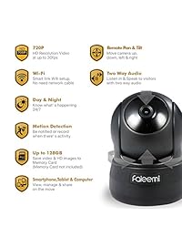Faleemi cámara IP inalámbrica con WiFi, panorámica vertical y horizontal, HD, cámara de seguridad con audio de dos vías, visión nocturna, ranura para tarjeta de memoria. Monitor FSC776 de uso para bebé, ancianos, mascotas, niñera, garaje, oficina