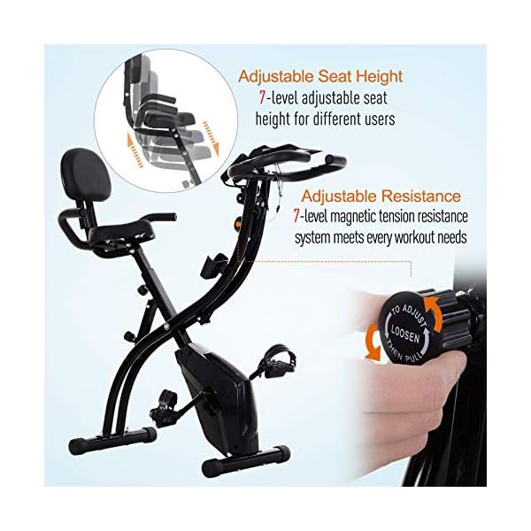 HOMCOM-2-in-1-Foldable-Magnetic-Resistance-Exercise-Bike-Stationary-Upright-Magnetic-Recumbent-Cycling-with-Arm-Resistance-Bands HOMCOM 2-in-1 Foldable Exercise Bike Recumbent Stationary Bike 8-Level Adjustable Magnetic Resistance with Pulse Sensor…