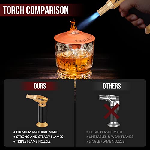 Cocktail Smoker Kit with Torch, Bourbon Whiskey Smoker Infuser Kit with 4 Flavors Wood Chips, Old Fashioned Drink Smoker Kit, Birthday Bourbon Whiskey Gifts for Men, Dad, Husband (Without Butane)