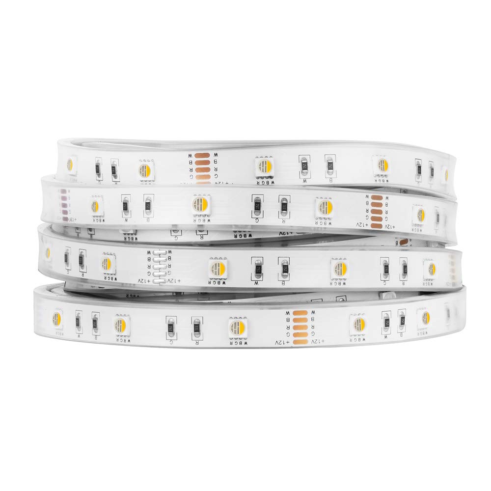 BTF-LIGHTING 5050 RGBWW RGB+Warm White(2700K-3000K) 4 Colors in 1 LED 5m 16.4ft 30LEDs/m Multi-Colored LED Tape Lights IP67 Waterproof White PCB DC12V(Power Supply&Controller are NOT Included)