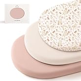 Konssy 3 Pack Stretchy Bassinet Sheets for Baby Girl Boy, Soft Breathable Baby Bassinet Mattress Sheets Fit for Hourglass Oval Cradle, Moses Basket Rectangle Mattress (Pink Spring)