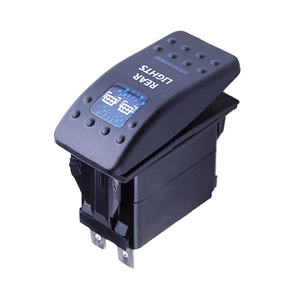 Mintice™ Car Vehicle 12V 20A Blue LED Light Rocker Toggle Switch 5Pin Rear Light