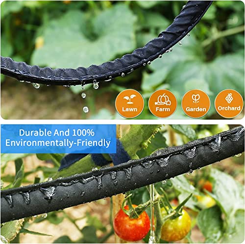 Hlinker 2026 Flat Soaker Hose 100 ft (50ft 2Packs) with Stake for Garden, Linkable Drip Hose Diy Automates Garden Irrigation System Saving 88% Water, Dual-layer Leak-free Design Water Hose with Holes