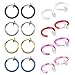 Areke Women's Fake Clip On Earrings Non Piercing Unisex Small Hoop Earring Fake Body Jewelry 8 Pairs Color Black Silver Gold Blue White Red Purple Pink
