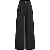 OYOANGLE Girl's Button Down Elastic High Waist Wide Leg Pants Casual Solid Trousers with Pockets