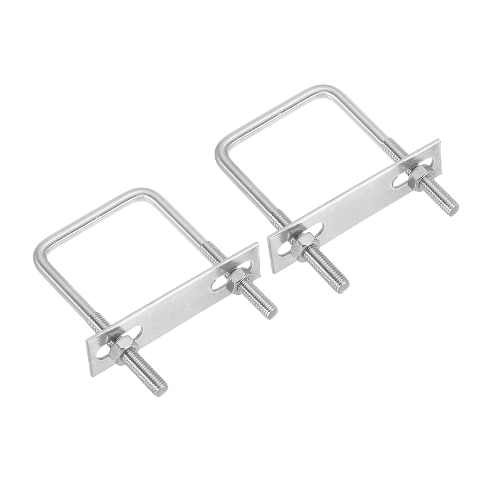 PATIKIL M8x60x100mm Square U-Bolts Kit, 2Set 304 Stainless Steel Square U Shaped Bolts Replacement Parts with Frame Plates and Nuts for Ski Board Sailboat Trailer