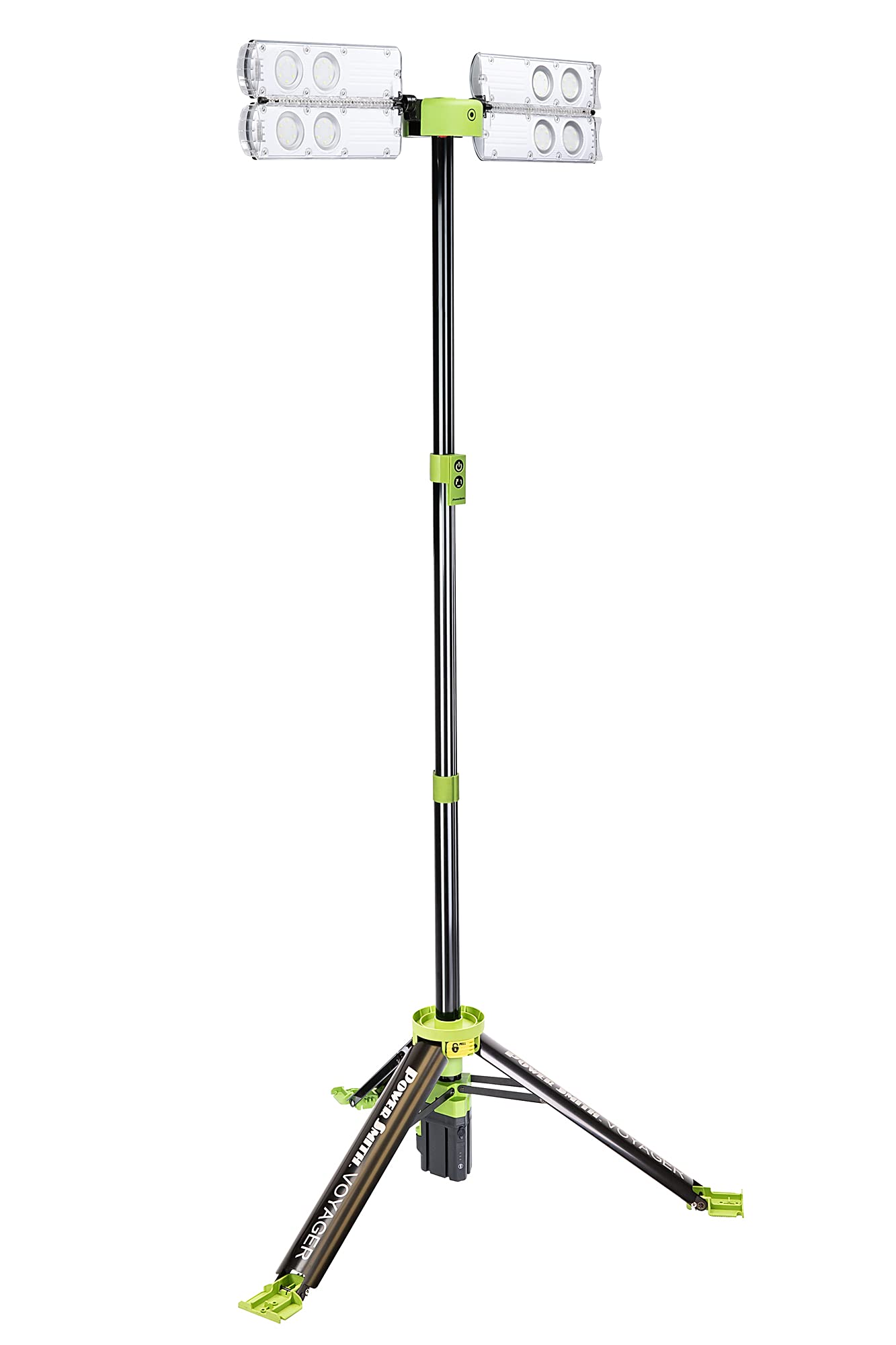 Photo 1 of * MINOR SCUFFS ON EXTERIOR * PowerSmith Voyager PVLR8000A 8000 Lumen Collapsible Cordless Tripod LED Work Light with Battery, Charger & Carry Bag Included. Optional 3-Way Power, Remote Control , Black
